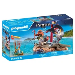 Playmobil 71794 Radeau de Pirate Flottant avec Canons et Trésor - Jeu de Construction 41 Pièces - Dès 4 Ans