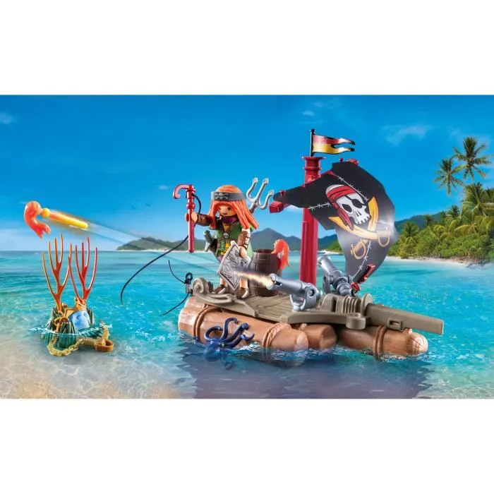 Playmobil 71794 Radeau de Pirate Flottant avec Canons et Trésor - Jeu de Construction 41 Pièces - Dès 4 Ans