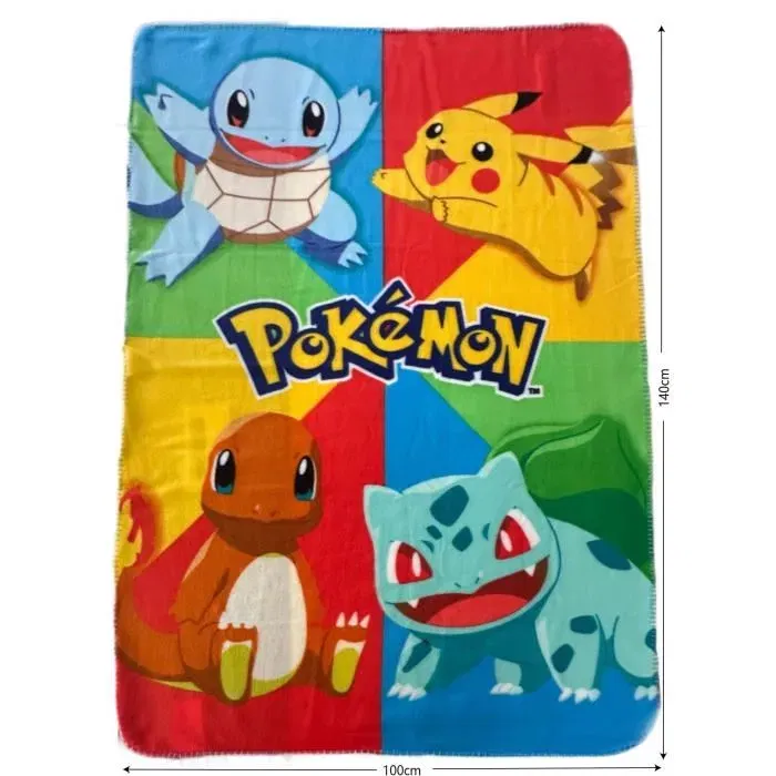 Pokémon Plaid doux et chaud à l'effigie de Starter et Pikachu - 100 x 140 cm - Idéal pour canapé, lit ou décoration Pokémon Plaid doux et chaud à l'effigie de Starter et Pikachu - 100 x 140 cm - Idéal pour canapé, lit ou décoration