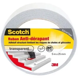 Scotch Ruban antidérapant - 5 m x 25 mm - Transparent