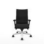 Piqueras Y Crespo Silla Albacete Confidente avec Mécanisme Synchrone, Similicuir Noir et Base Blanche