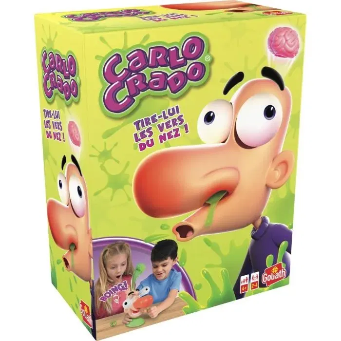 Goliath - Jeu d'ambiance Carlo Crado - Jeu de société familial - Tirer les vers du nez - Version française