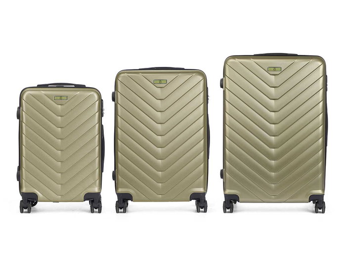 Arte Regal Set de 3 valises ABS vertes 49x74,5x28 cm (moyenne 67x45x26 cm, petite 57x38x23 cm)