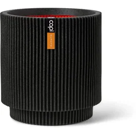 Capi Europe Vase cylindre Groove NL - 36 x 38 cm - Noir - Décoration intérieure et extérieure