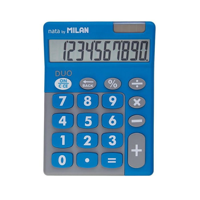 Milan Calculatrice Duo 10 chiffres bleue grandes touches blister
