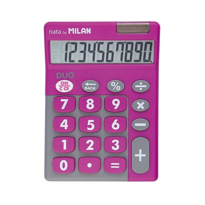 Milan Calculatrice Duo 10 chiffres rose grandes touches en blister Milan Calculatrice Duo 10 chiffres rose grandes touches en blister