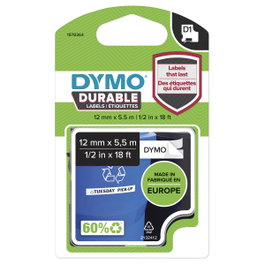 Dymo Ruban D1 Haute Performance 12mm x 5,5m Noir sur Blanc