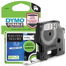 Dymo Ruban D1 Haute Performance 12mm x 5,5m Noir sur Blanc
