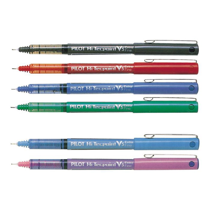 Stylo plume roller Pilot V5 Black, modèle BX-V5-B (BXV5B), noir - Cartouche à encre liquide