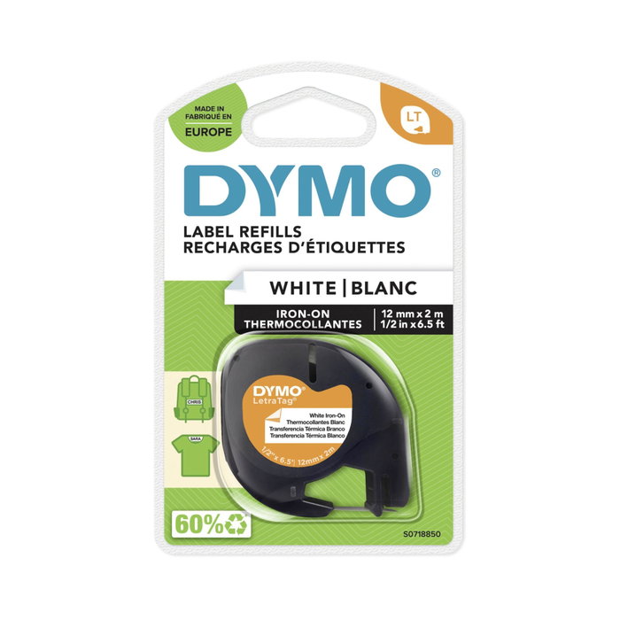 Dymo LetraTag Iron-On blanc 12 mm x 2 m Dymo LetraTag Iron-On blanc 12 mm x 2 m