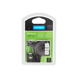 Dymo 45010 S0720500 Ruban D1 noir sur transparent Polyester étanche pour LabelManager 7m x 1.2cm