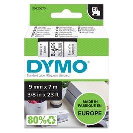 Dymo S0720670 - Ruban d'étiqueteuse, couleur noir sur transparent, référence 40910
