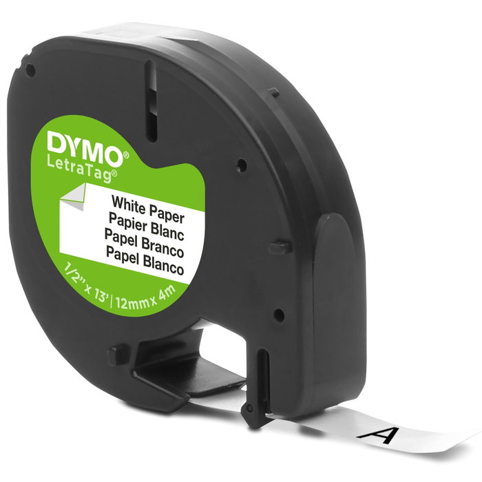 Dymo LetraTag Ruban d'étiquetage blanc 12 mm x 4 m Dymo LetraTag Ruban d'étiquetage blanc 12 mm x 4 m