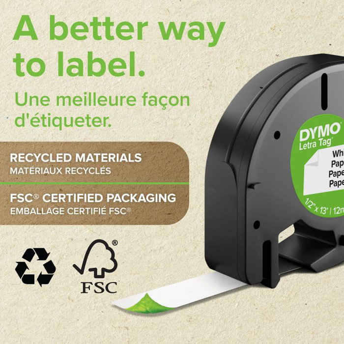 Dymo S0721510 - Ruban d'étiquetage blanc 91200 pour étiqueteuse DYMO