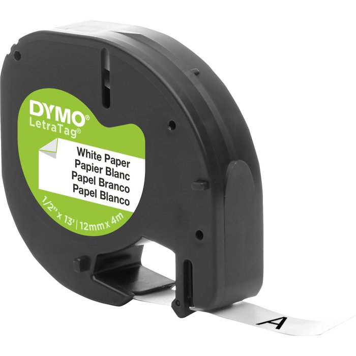 Dymo LetraTAG 91200 Ruban d'étiquetage Blanc 12 mm x 4 m