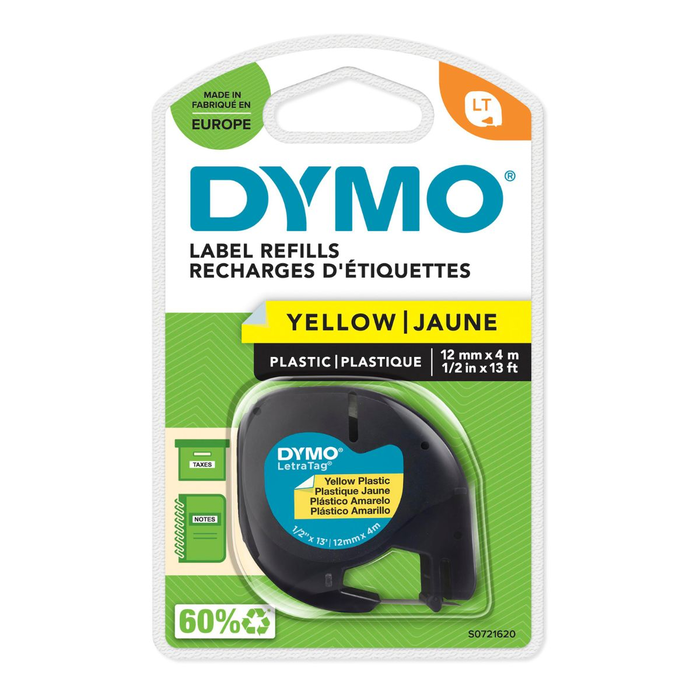 Dymo S0721620 Étiquettes en Rouleau, Impression Noir sur Fond Jaune, pour Étiqueteuses Dymo Dymo S0721620 Étiquettes en Rouleau, Impression Noir sur Fond Jaune, pour Étiqueteuses Dymo