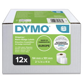 Dymo Étiquettes Shipping / Name Badge Labels Blanches 54 x 101 mm (Pack de 12)