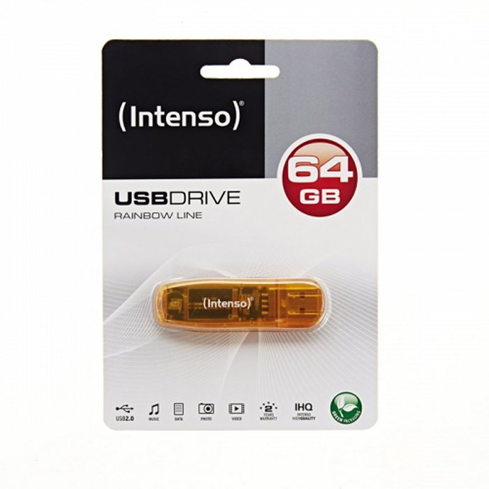 Intenso 3502490 Clé USB 2.0 Rainbow 64 Go Orange Transparent
