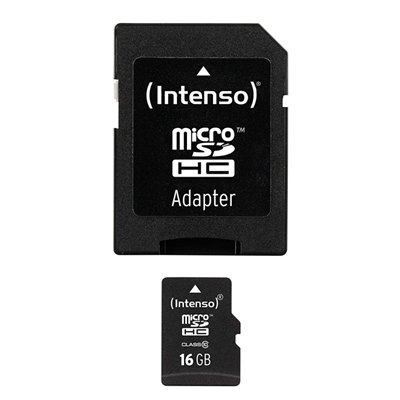 Intenso 3413470 Carte Mémoire MicroSD 16 Go Classe 10 avec Adaptateur Intenso 3413470 Carte Mémoire MicroSD 16 Go Classe 10 avec Adaptateur