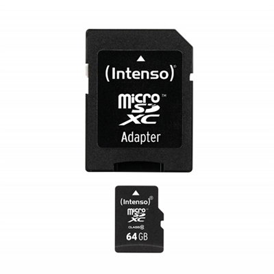 Intenso 3413490 Carte Mémoire Micro SD Classe 10 64 Go avec Adaptateur