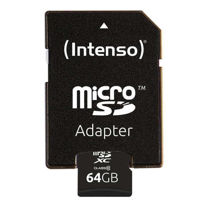 Intenso 3413490 Carte Mémoire Micro SD Classe 10 64 Go avec Adaptateur