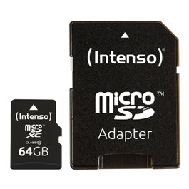 Intenso 3413490 Carte Mémoire Micro SD Classe 10 64 Go avec Adaptateur