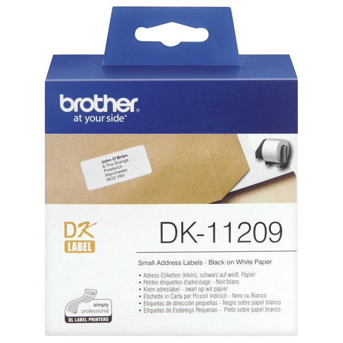 Brother DK-11209 Étiquettes d'adresses 29x62mm, 800 unités Brother DK-11209 Étiquettes d'adresses 29x62mm, 800 unités