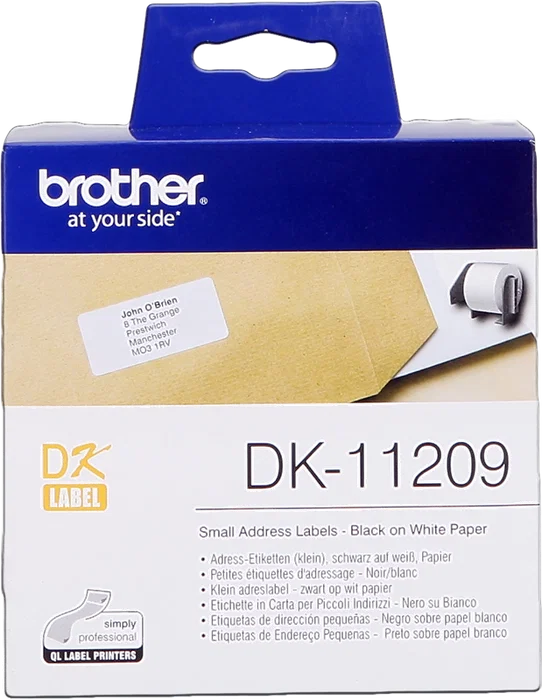 Brother DK-11209 Étiquettes adresse 29x62mm Noir sur blanc 800 étiquettes Brother DK-11209 Étiquettes adresse 29x62mm Noir sur blanc 800 étiquettes