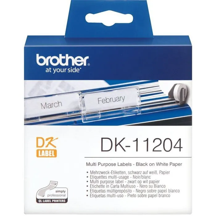 Brother DK-11204 Rouleau d'étiquettes 17 x 54 mm Noir sur blanc (400 étiquettes)