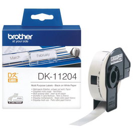 Brother DK-11204 Rouleau d'étiquettes adhésives - Noir sur blanc - Format 17 x 54 mm - 400 étiquettes - Compatible étiqueteuses QL