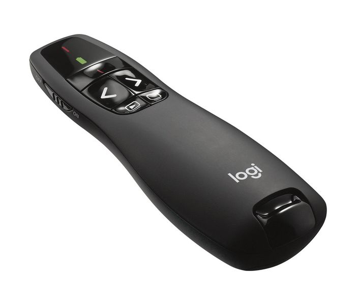 Logitech R400 Présentateur Sans Fil avec Pointeur Laser Rouge - Portée 15 m - Récepteur USB Intégré - Fonctionne avec 2 Piles AAA Logitech R400 Présentateur Sans Fil avec Pointeur Laser Rouge - Portée 15 m - Récepteur USB Intégré - Fonctionne avec 2 Piles AAA