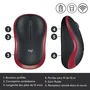 Logitech M185 - Souris sans fil ambidextre rouge - Précision optique, autonomie 1 an, connexion rapide