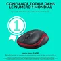 Logitech M185 - Souris sans fil ambidextre rouge - Précision optique, autonomie 1 an, connexion rapide
