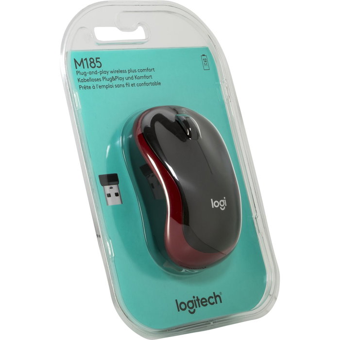 Logitech M185 Souris sans fil optique Rouge