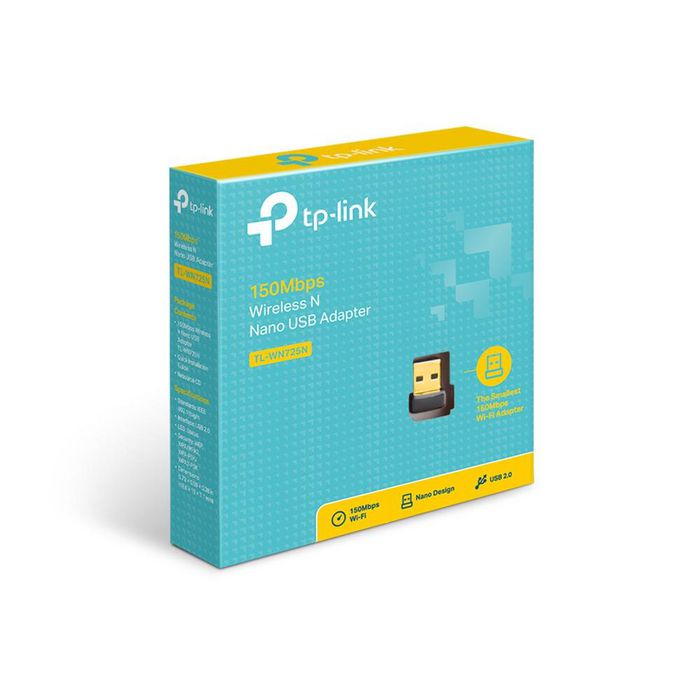 TP-Link TL-WN725N - Adaptateur USB Wi-Fi N Nano 150 Mbps, 802.11 b/g/n, USB 2.0, Noir, Compact pour Streaming et Jeux en Ligne