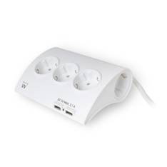 Ewent Réglette Bureau 5 Prises avec 2 Ports USB 2.1A Protection Enfant Câble 1,5m EW3935