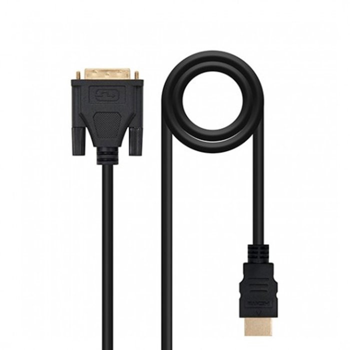 Nanocable Câble DVI vers HDMI 1.8 m Mâle/Mâle - 10.15.0502 - Blindé Or 24K Full HD 1080p Noir