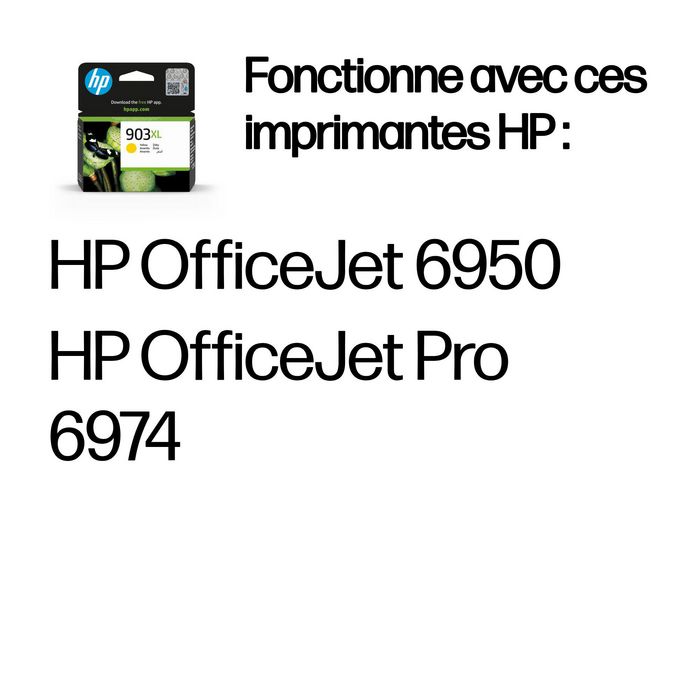 HP 903XL Cartouche d'encre jaune haute capacité pour imprimantes HP OfficeJet 6950 et OfficeJet Pro 6974 HP 903XL Cartouche d'encre jaune haute capacité pour imprimantes HP OfficeJet 6950 et OfficeJet Pro 6974