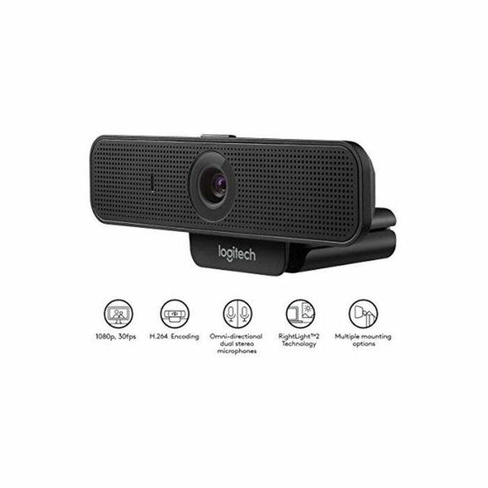 Logitech C925e Webcam Professionnelle - HD 1080p 30 ips, Champ de vision 78°, Micro stéréo, Monture universelle, USB, Noir