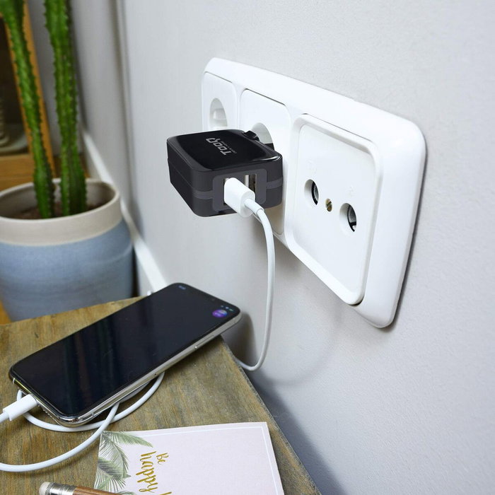 Chargeur mural TooQ TQWC-1S02 Noir 17 W