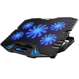 Ewent Refroidisseur pour Ordinateur Portable Support avec 5 Ventilateurs Silencieux USB Noir 17 Pouces 805439261111162