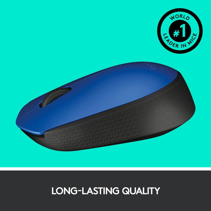Logitech M171 - Souris sans fil 2.4 GHz, autonomie 12 mois avec une pile AA, compatible Windows/Mac/Chrome/Linux, bleue