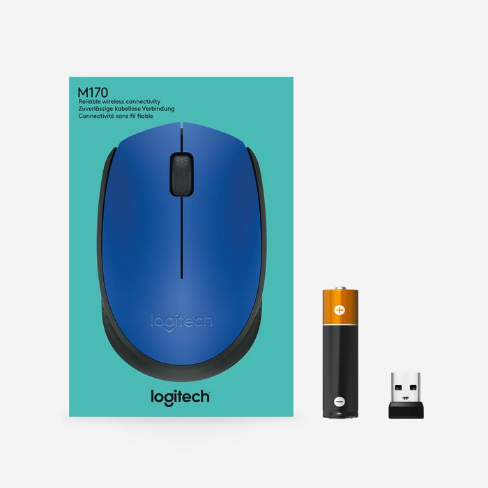 Logitech M171 - Souris sans fil 2.4 GHz, autonomie 12 mois avec une pile AA, compatible Windows/Mac/Chrome/Linux, bleue