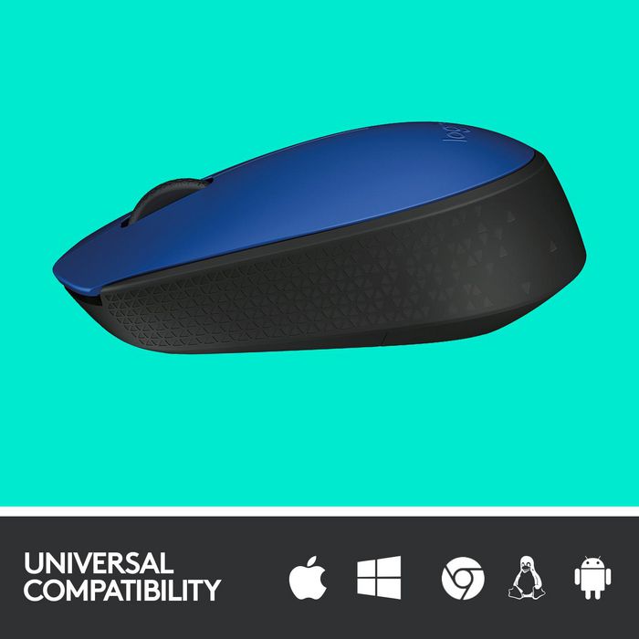 Logitech M171 - Souris sans fil 2.4 GHz, autonomie 12 mois avec une pile AA, compatible Windows/Mac/Chrome/Linux, bleue