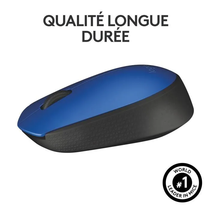 Logitech M171 Souris Sans Fil Bleue Ambidextre - Connexion 2,4 GHz, 12 Mois Autonomie, Compatible Windows/Mac/Chrome