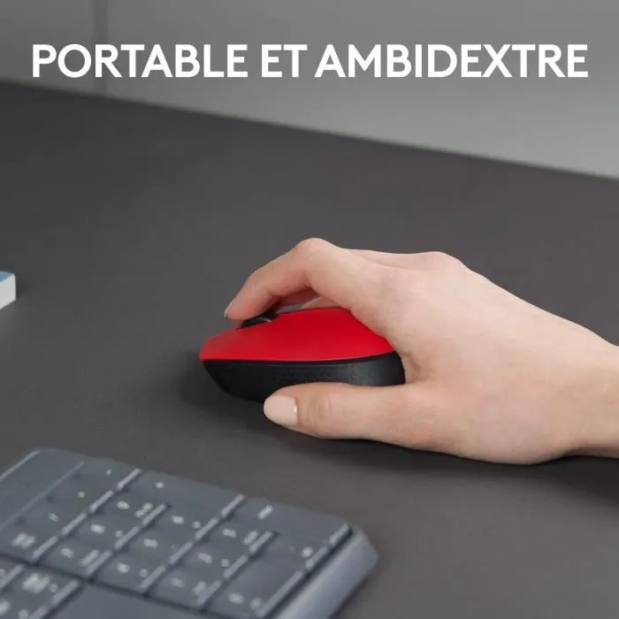 Logitech M171 Souris Sans Fil Ambidextre Rouge et Noir