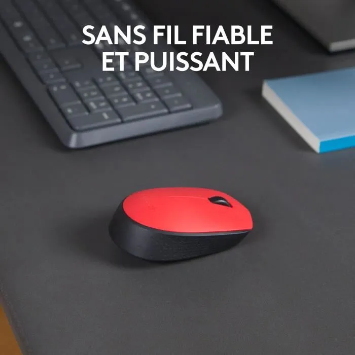 Logitech M171 Souris Sans Fil Ambidextre Rouge et Noir