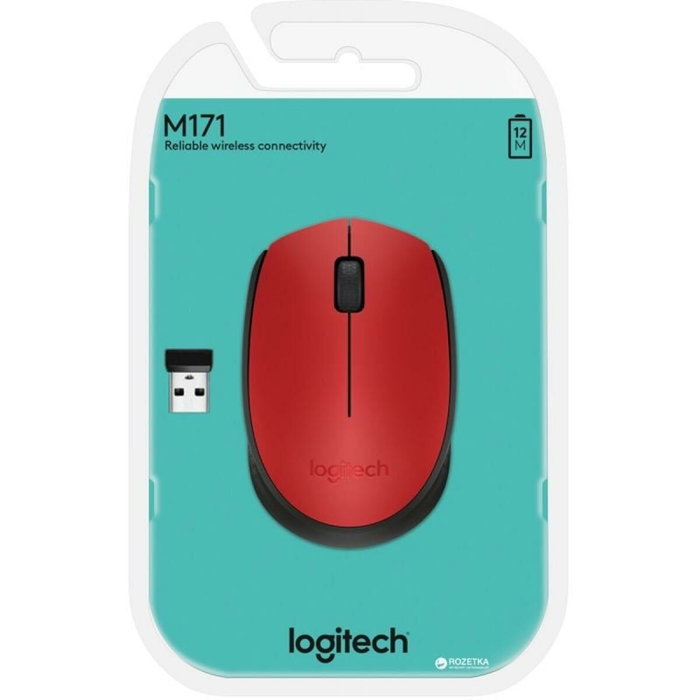 Logitech M171 Souris Sans Fil Ambidextre Rouge et Noir