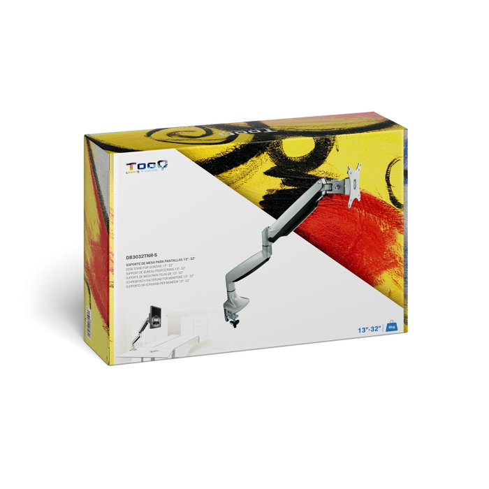 TooQ DB3032TNR Support de Table pour Moniteur 13-32 Pouces, Inclinable, Rotation, Platine, 9 kg