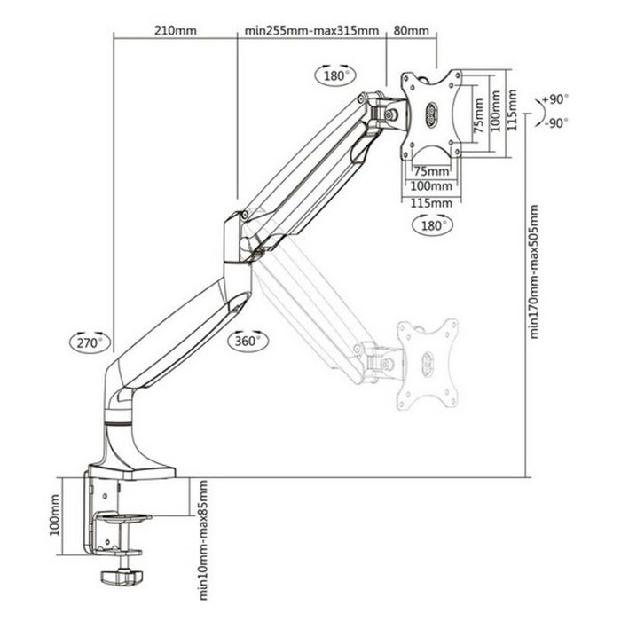 TooQ Support de bureau pour écran DB3032TNR-S Argenté (13-32 pouces)